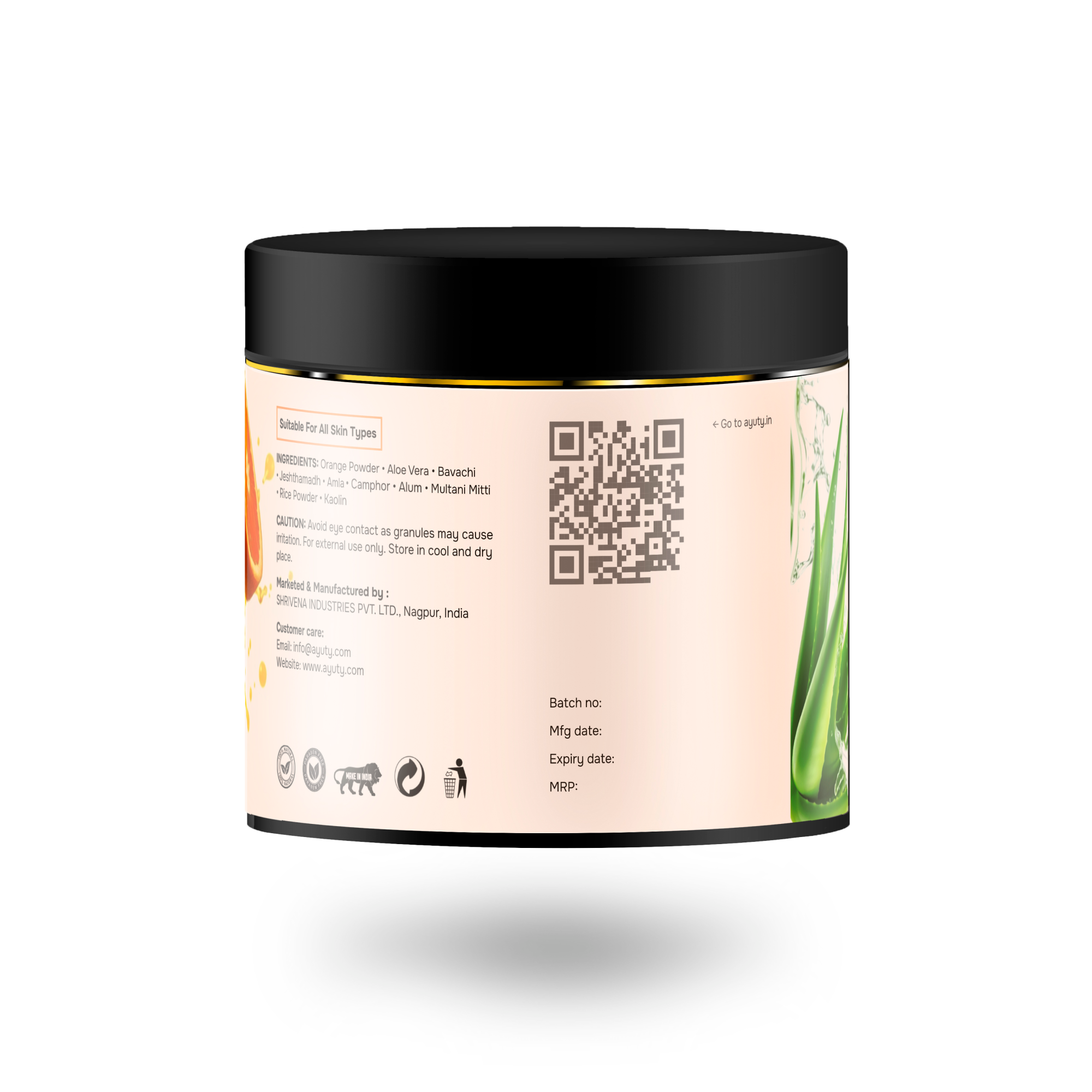 Orange Face Scrub for Brightening - Natural Cleanser with 11 Ayurvedic Ingredients