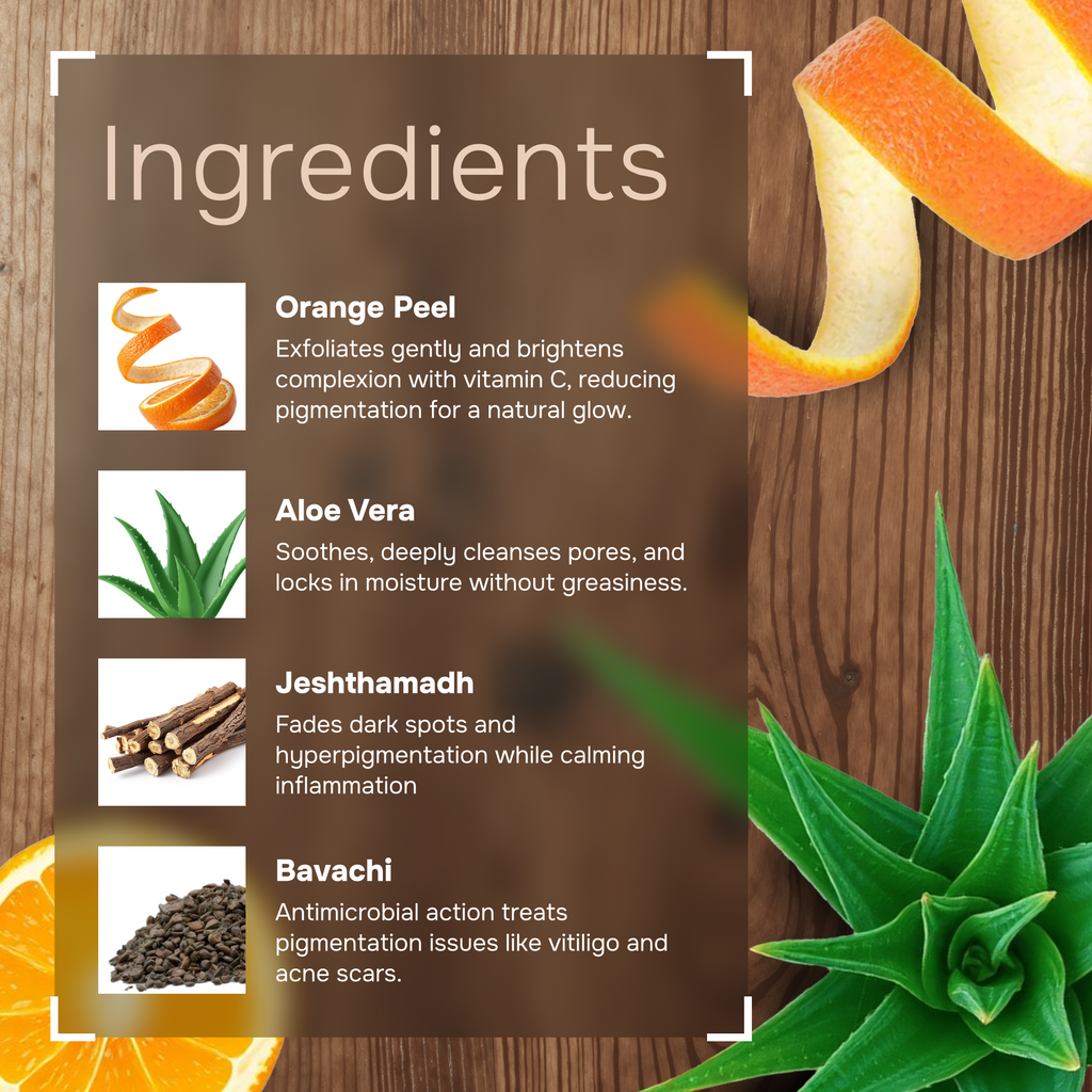 Orange Face Scrub for Brightening - Natural Cleanser with 11 Ayurvedic Ingredients
