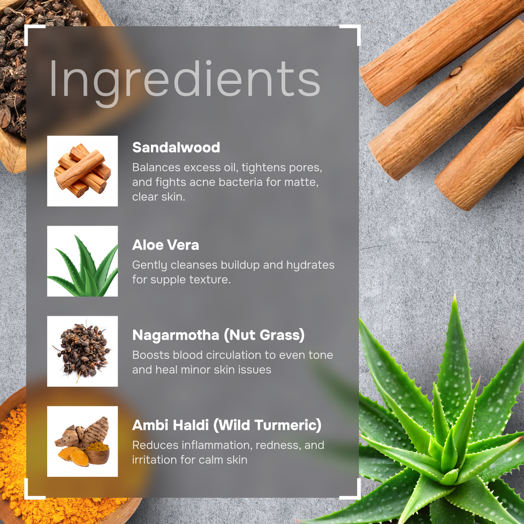 Natural Sandalwood Face Scrub - Advanced Oil control and Exfoliation
