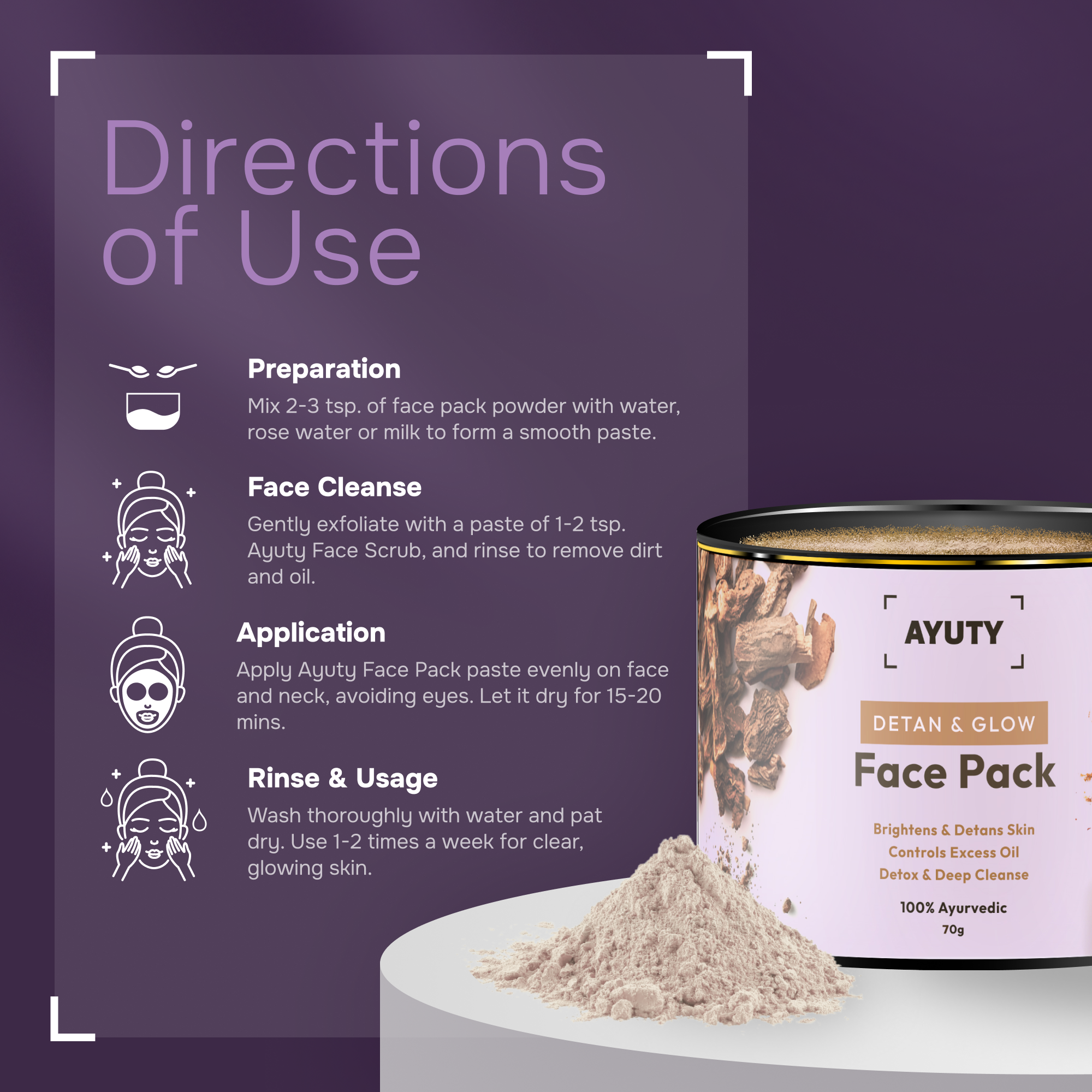 DeTan & Glow Natural Face Pack | Reduces Tanning & Improves Complexion