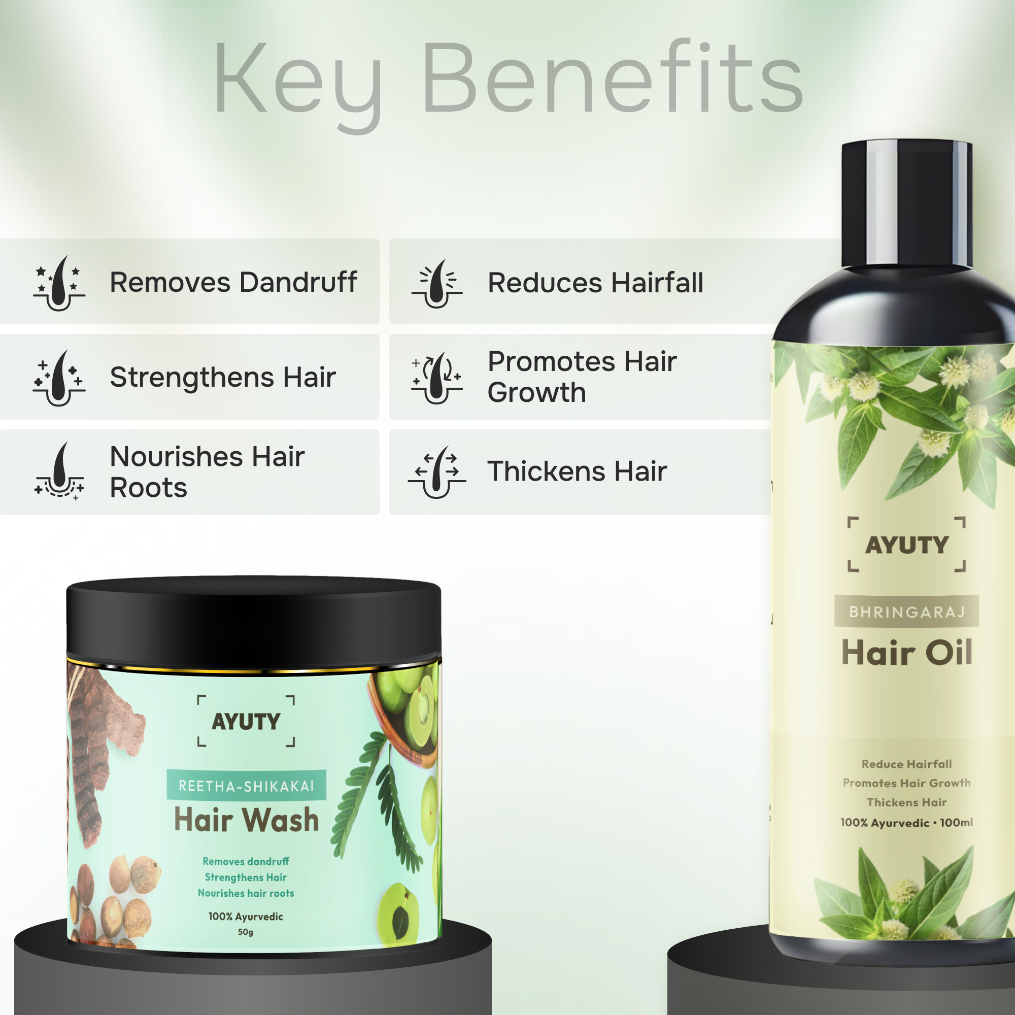 Ayurvedic Hair Oil & Hair Wash Combo for Hair Fall, Dandruff & Hair Growth
