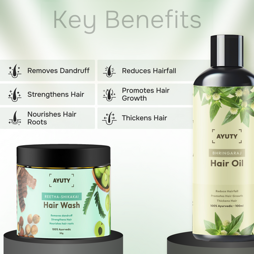Ayurvedic Hair Oil & Hair Wash Combo for Hair Fall, Dandruff & Hair Growth