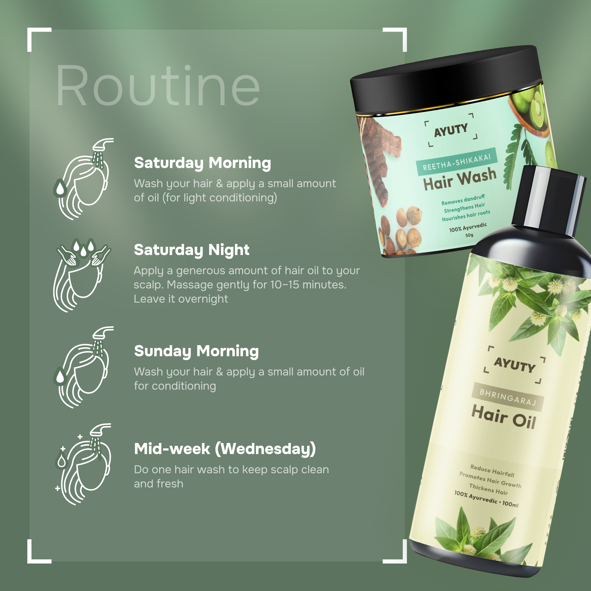 Ayurvedic Hair Oil & Hair Wash Combo for Hair Fall, Dandruff & Hair Growth